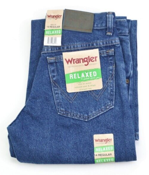 

Джинсы Wrangler Regular Boys Size  свободного кроя прямого кроя с регулируемой талией, новинка, Синий