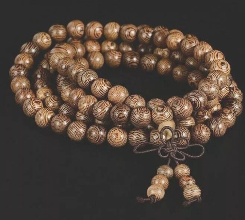 2PCS Sandalwood 108 8mm Wood Buddhist Prayer Bead Mala Japmala Necklace Bracelet