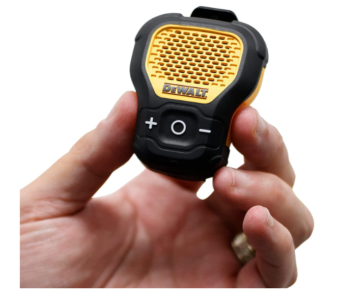DEWALT Wearable Bluetooth Speaker — Magnetic Clip-On Wireless Jobsite Pro