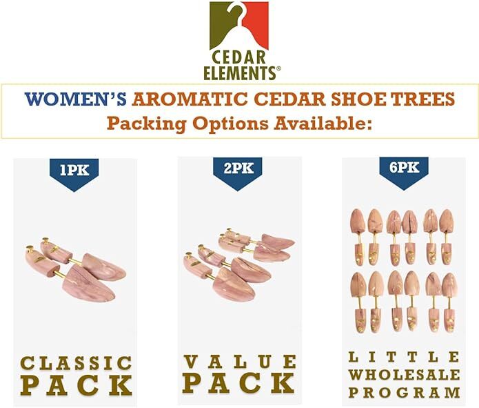Cedar Elements Women’s Cedar Sneaker & Loafer Shoe Trees, Low Top Sport Shoe 6pk