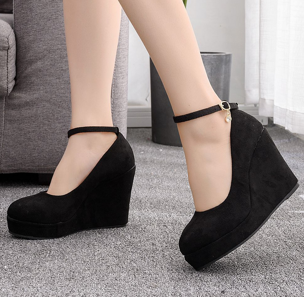 Closed toe wedge heels with ankle strap sales