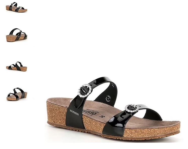 Pre-owned Mephisto Idelya Black Patent W/ Rhinestones Slide Sandal Women's Sizes 35-42