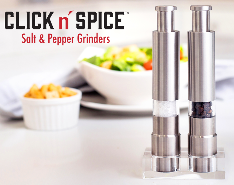 Click N Spice Salt and Pepper Grinder Set, Spice Grinders, S