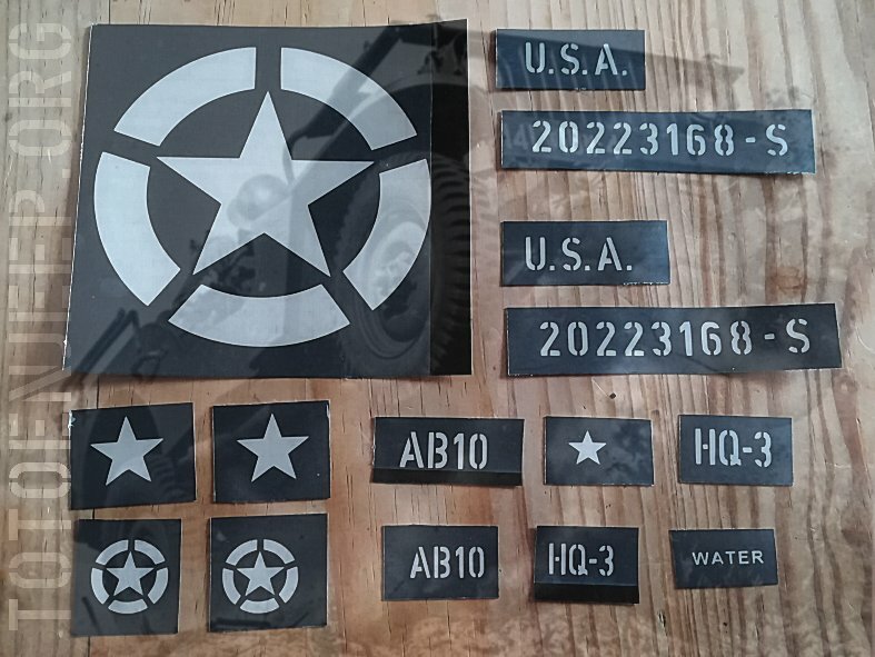 Kit Pochoir Stencil 1/8 Jeep Willys Hachette Marquage Kit Standard Us