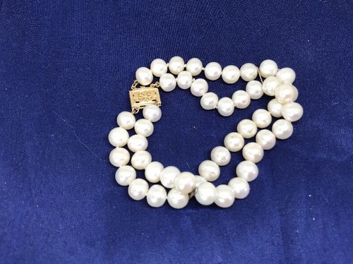 14K Genuine Pearl Double Strand Bracelet