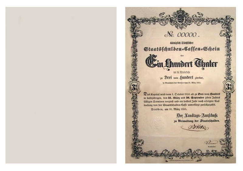 100 Thaler, Einhundert Thaler, 1855, Staatsschulden-Kassen-Schein, Reproduktion