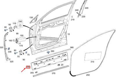 MERCEDES-BENZ GLB X247 Front Right Door Cover Strip A2477203307 