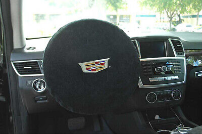 Seat Armour -Black Steering Wheel Cover w/ Cadillac Embroidery SWA100CADB