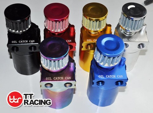TT Racing Baffled 15mm 19mm Aluminum Oil Catch Tank/Can Reservoir Breather Black