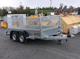 New nugent 8x4ft twin wheel builders trailer 2ton meshsides ramp