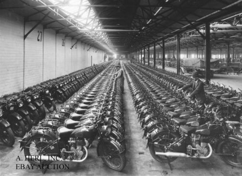 Norton 16H factory shipping department Word War 2 motorcycle press photo 