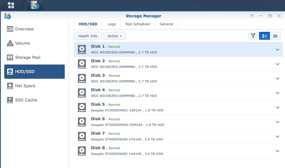 Synology 1815+ NAS with 21.6Tb