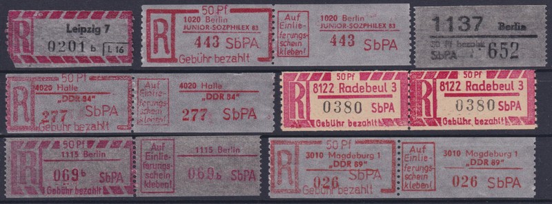 Ddr Lot Einschreibemarken Sbpa Postfrisch ** 1966 - 1968