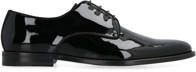 Pre-owned Dolce & Gabbana Patent Leather Lace-up Derby Shoes In Black