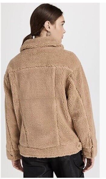 UGG Frankie Trucker Sherpa Jacket Camel Tan Black White Women's