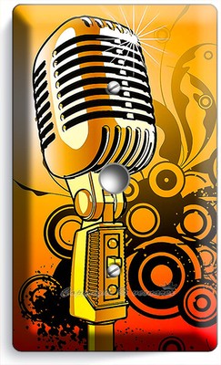 RETRO MICROPHONE LIGHT SWITCH OUTLET WALL PLATE COVER ROOM DECOR FAT ELVIS SHURE