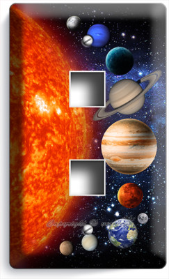 SOLAR SYSTEM SPACE PLANETS MOON STARS LIGHT SWITCH OUTLET PLATE COVER ROOM DECOR