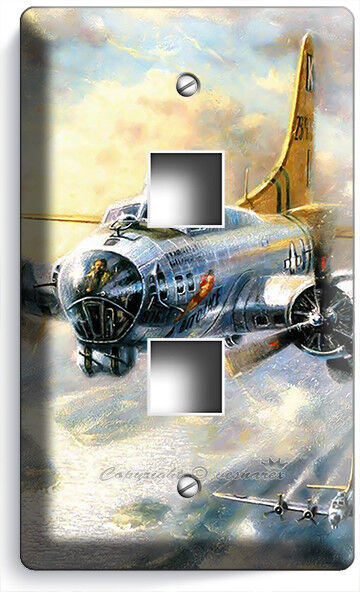 WW2 FLYING FORTRESS BOMBER PLAIN LIGHT SWITCH OUTLET WALL PLATES BOYS ROOM DECOR