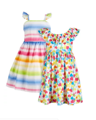 Blueberi Blvd 2 Pack Girls Dresses Size 12 Months Stripes Hearts