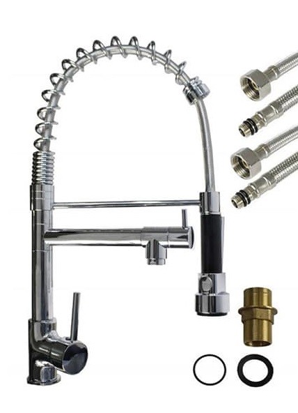 Miscelatore Rubinetto Lavello Cucina Getto A Molla Bocca Girevole 52925 dfh