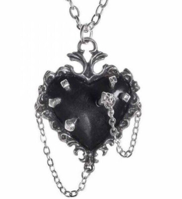 Witch Heart Pendant Necklace, Black Stabbed Gothic Evil Voodoo, Alchemy England