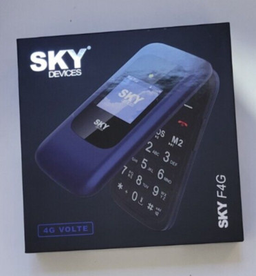 Sky Devices Elite F4G 4G LTE Flip Phone Dual SIM GSM Factory Unlocked - Blue