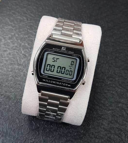 Orologio Da Polso ZCC Uomo Donna Digitale Crono Luce Classic Vintage Silver lac