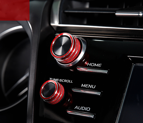 Aluminum Audio knob A//C Climate Control Knob Ring Covers For Toyota Camry 18-19