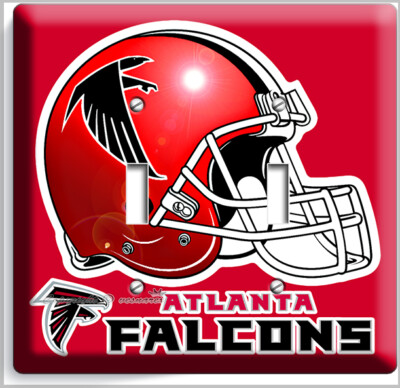 ATLANTA FALCONS FOOTBALL TEAM DOUBLE LIGHT SWITCH WALL PLATE BOYS BEDROOM DECOR