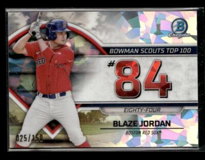 2023 Bowman #BTP-84 Blaze Jordan Bowman Scouts Top 100 Atomic Refractor #/150