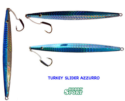 VERTICAL JIG TURKEY SLIDER 200 gr -colore TS04- AZZURRO (BLUE/SILVER)