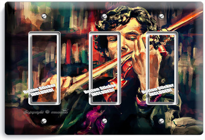 SHERLOCK HOLMES VIOLIN BENEDICT CUMBERBATCH TRIPLE GFCI LIGHT SWITCH COVER DECOR