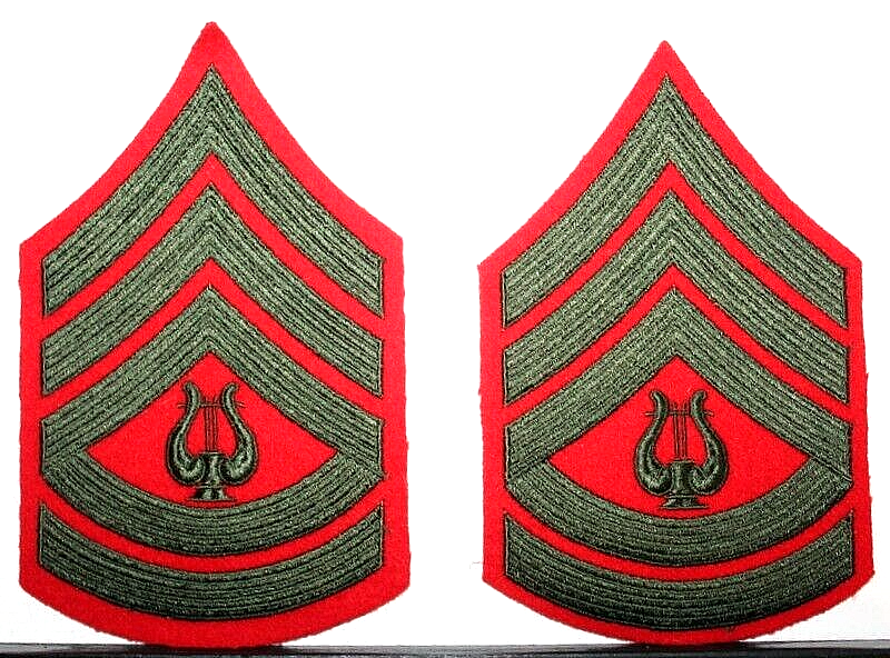 USMC US Marine Corps Male Gunnery Sergeant Band Rank Pair