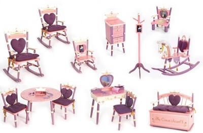 Princess Mini Rocking Chair, Pink Sleek Wooden Home Indoor Kids Room Seat New