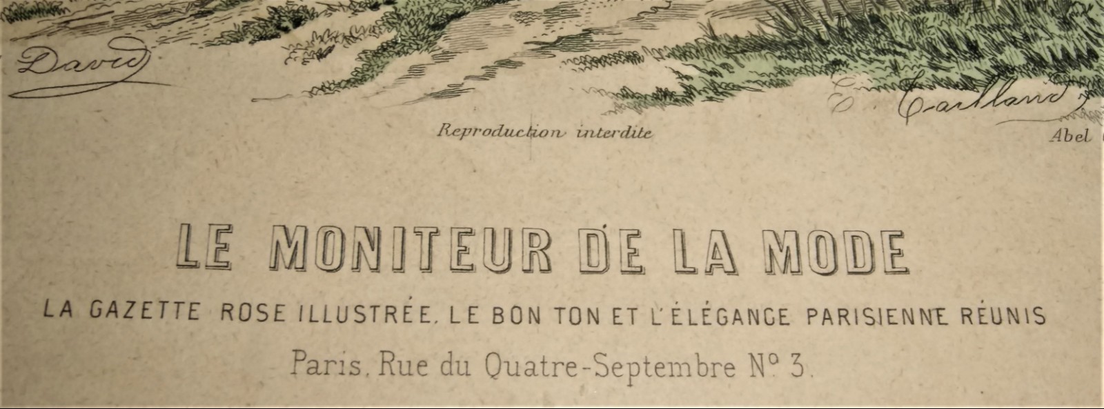 Antique French Print Paris Lady Girl Fashion Dress 1888 Frame Aquatint Illustree