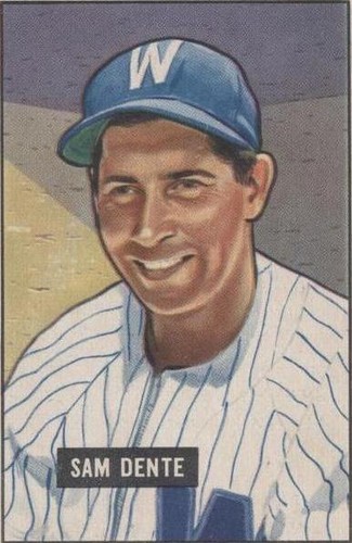 STAM MBAUM DENSION SENEAT スエット Sam Dente 1950 Bowman #107 Washington Senators Shortstop | eBay