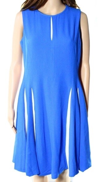 Taylor French Women's Pleated Stretch Sheath Dress Size 10 (Blue) 149371