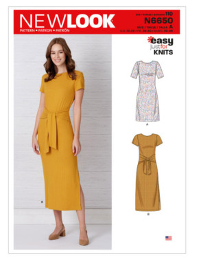 New Look Uncut Pattern 6650 Womens Knit Fitted Dress 10 12 14 16 18 20 22 EASY