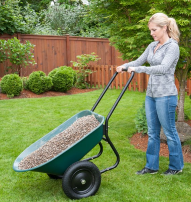 Wheelbarrow Dual Wheel Garden Tools Equipment Rust proof Poly Tray