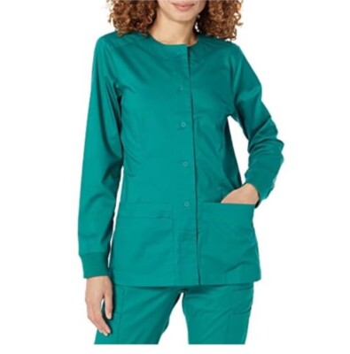Amazon Essentials Women's Scrub Snap Jacket Teal Green With Pocket Size X-Large