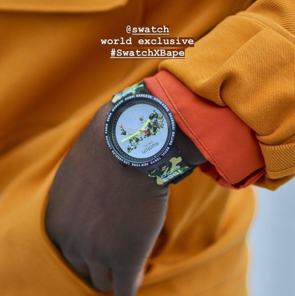 Pre-owned A Bathing Apex Swatch A Bathing Ape Bape X Swatch Global World Model In Green