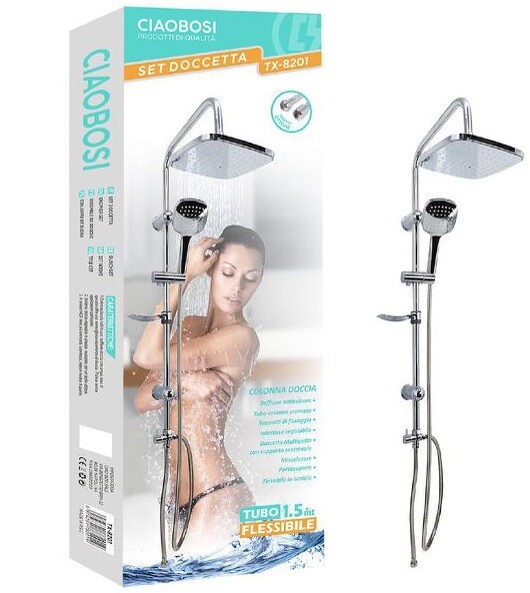 Bagno Colonna Doccia Saliscendi Cromato Rubinetto Soffione Tx-8201 linq