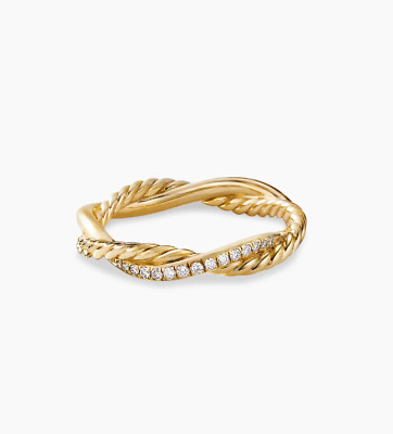 David Yurman Petite Infinity Ring 18K Yellow Gold Diamonds, 4mm Size 9 Ret $1350