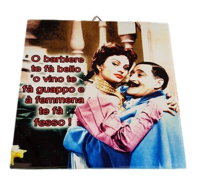 Quadretto Piastrella Decorativa Porta Fortuna Ceramica O Barbiere Te Fa Bell moc