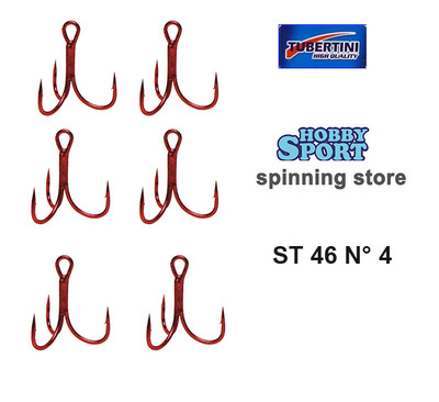 ANCORETTE  STINGER TREBLE  ST 46  SIZE 4  COL. RED  TUBERTINI  CONF 6 PZ