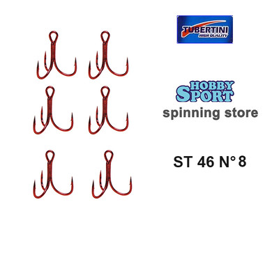ANCORETTE STINGER TREBLE  ST 46  SIZE 8  COL. RED TUBERTINI  CONF 6 PZ