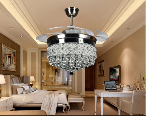 42 silver crystal ceiling fan chandelier w