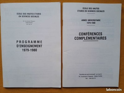 EHESS : Programme d'enseignement 1979-1980 + Conférences complémentaires