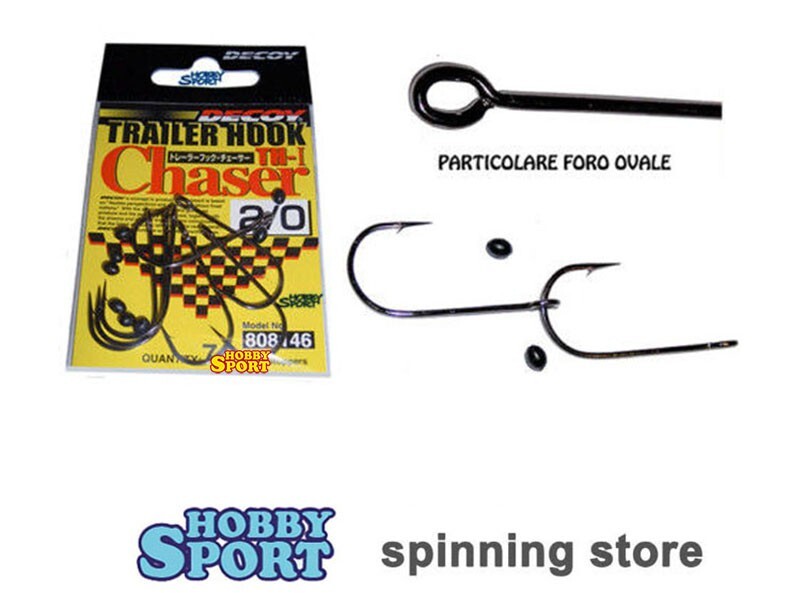 AMI TRAILER HOOK DECOY CHASER X SILICONICI SIZE 2/0 SPINNING BLACK BASS