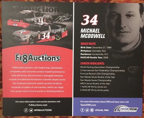 Michael McDowell 2019 Fr8 Auctions Signed Autographed Nascar Racing Postcard NEW